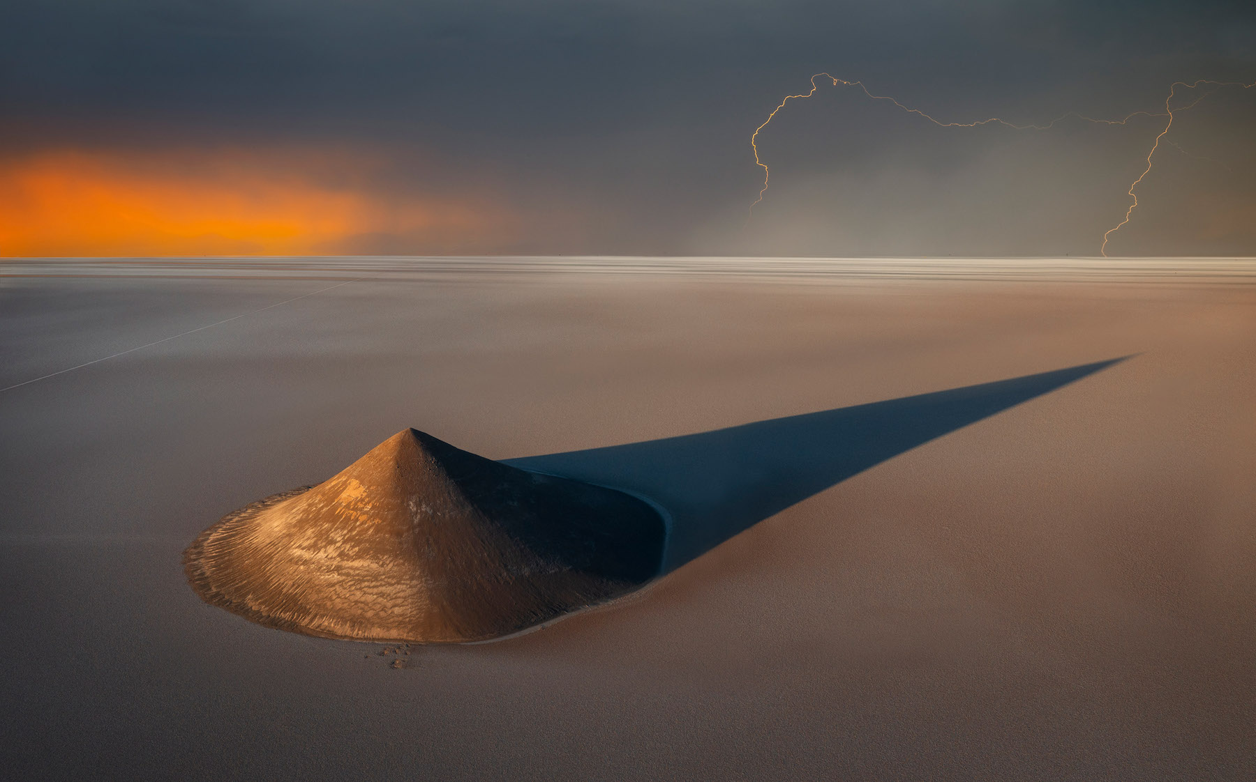 the Arita cone protrudes during a thunderstorm