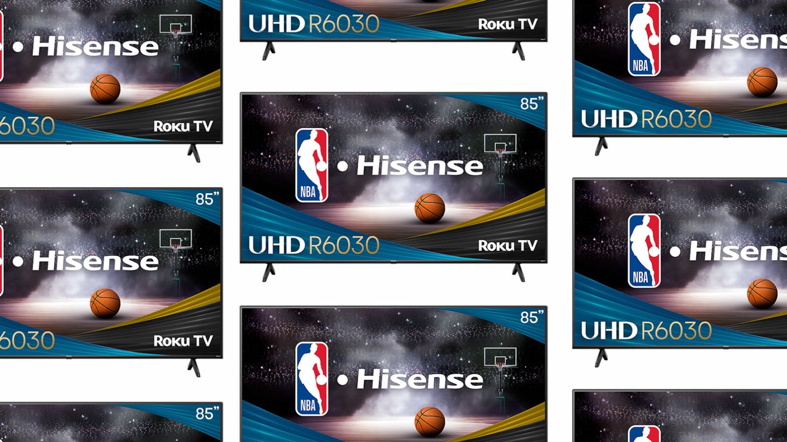 Hisense 85-inch TV in a pattern on sale for Cyber Monday