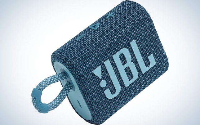 JBL mini Bluetooth speaker in blue