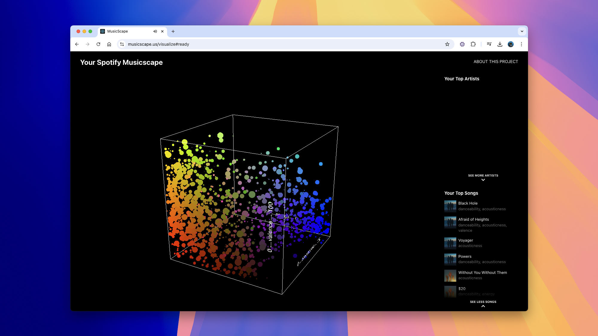 screenshot of musicscape visualization