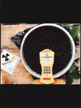 Geiger counter on top of radioactive material