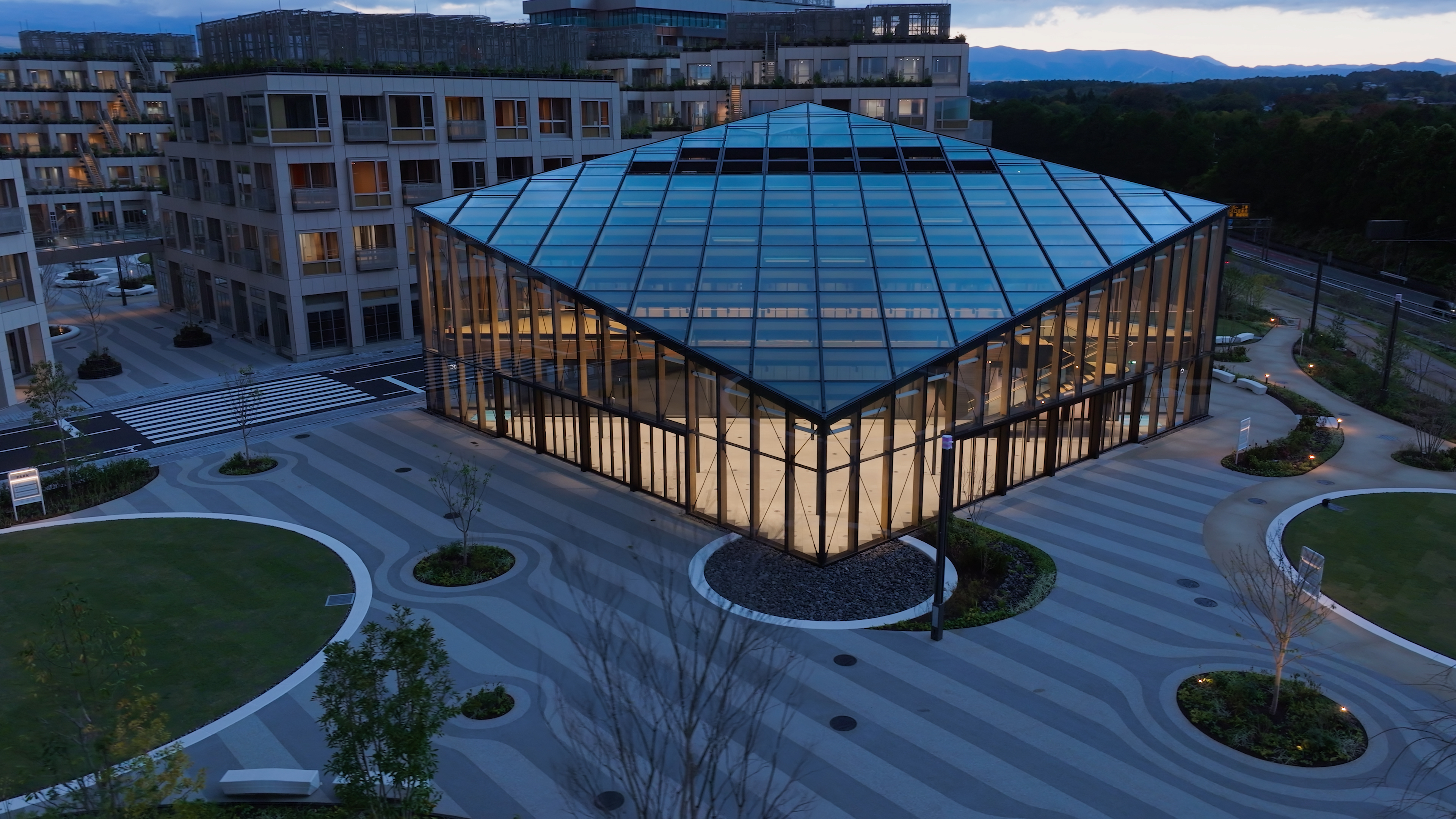 Aerial view of building in Toyota's Woven City