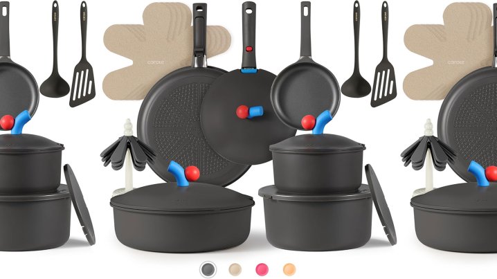 Carote pot and pans set on-sale at Amazon in gray