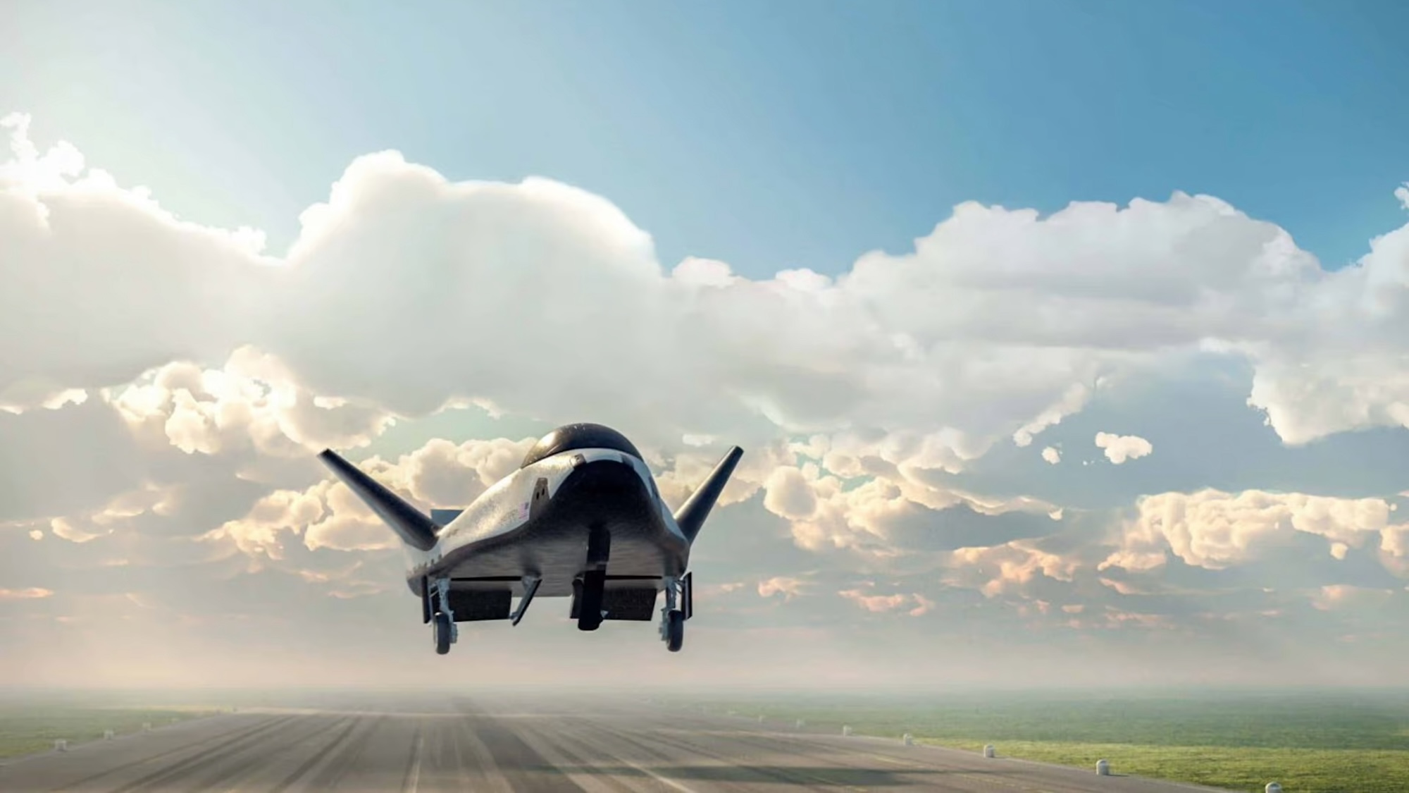 Sierra Space Dream Chaser spaceplane landing on runway