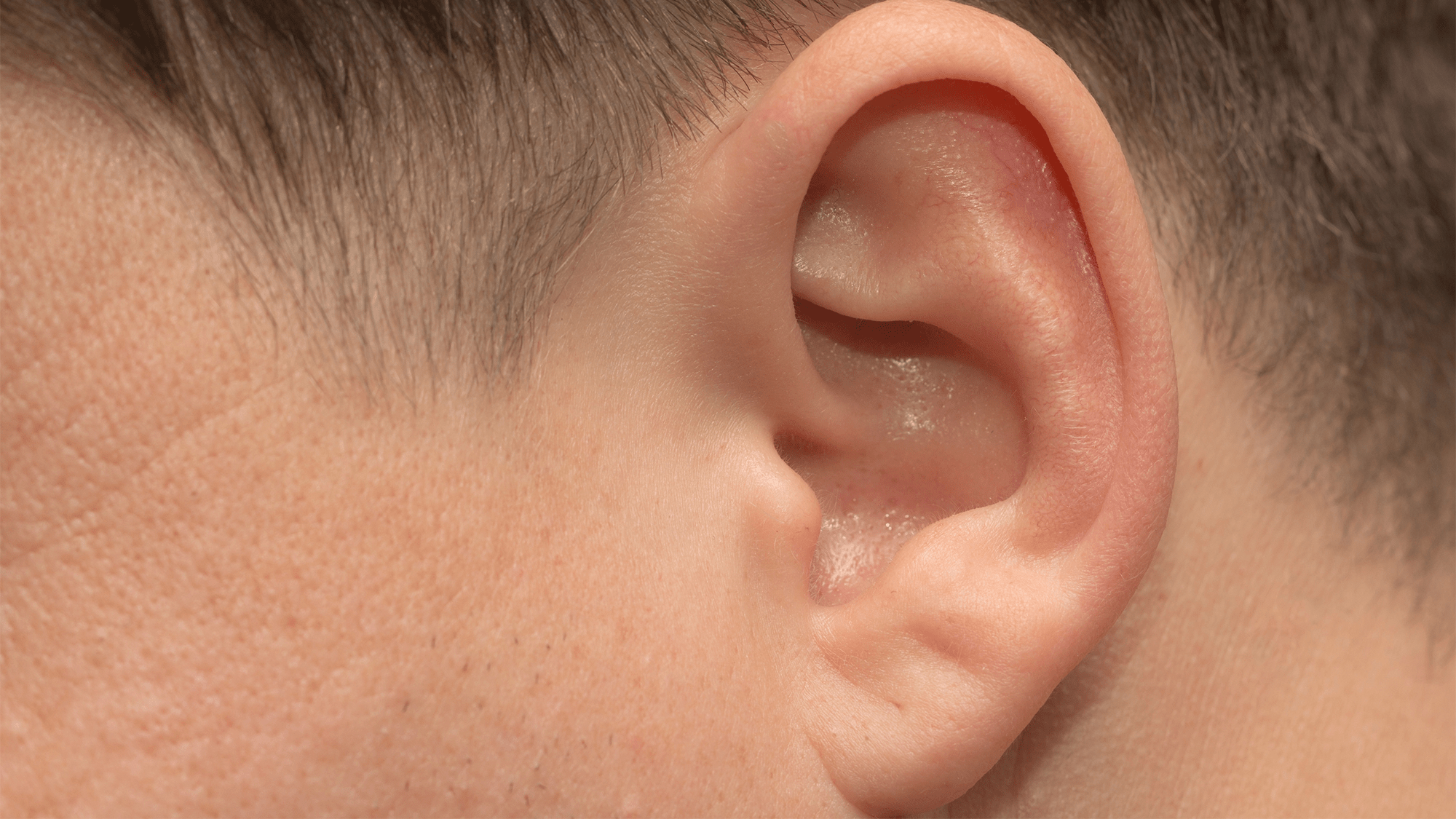 a close up of a human ear