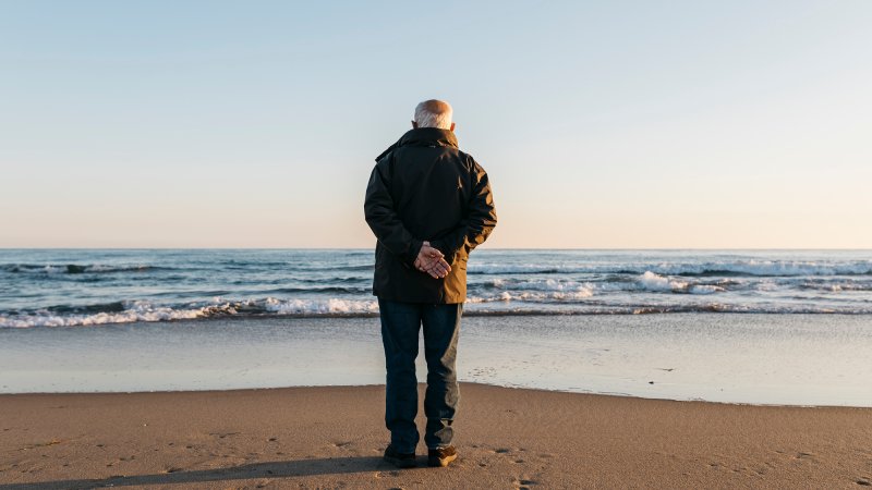 old man looking at sea