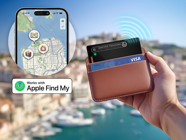 Interior image for slim wallet tracker with Apple FindMy Slack Commerce sponsored deal