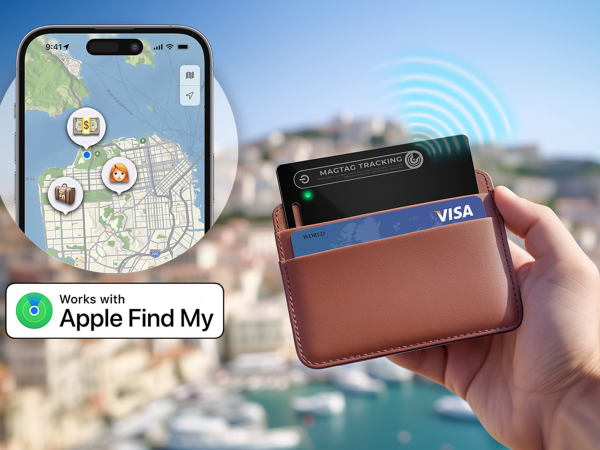 Header image for slim wallet tracker with Apple FindMy Slack Commerce sponsored deal