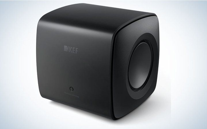  KEF subwoofer on a plain background