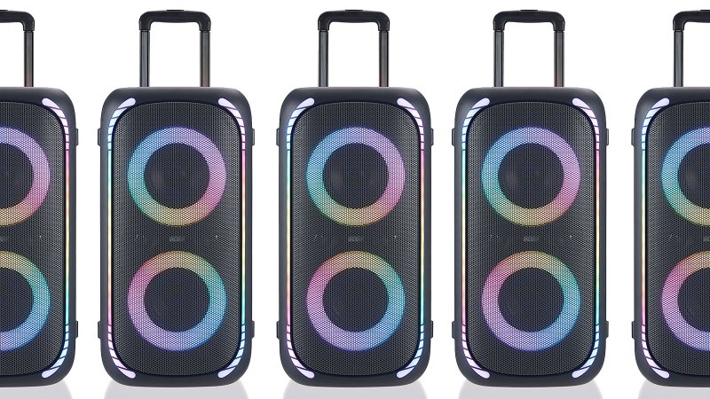 onn party speakers arranged in a row--on-sale at Walmart