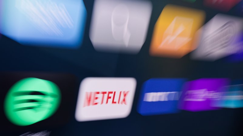 Netflix logo displayed on a tv screen is seen seen in this illustration photo taken in Norway on January 11, 2025. (Photo by Jakub Porzycki/NurPhoto)