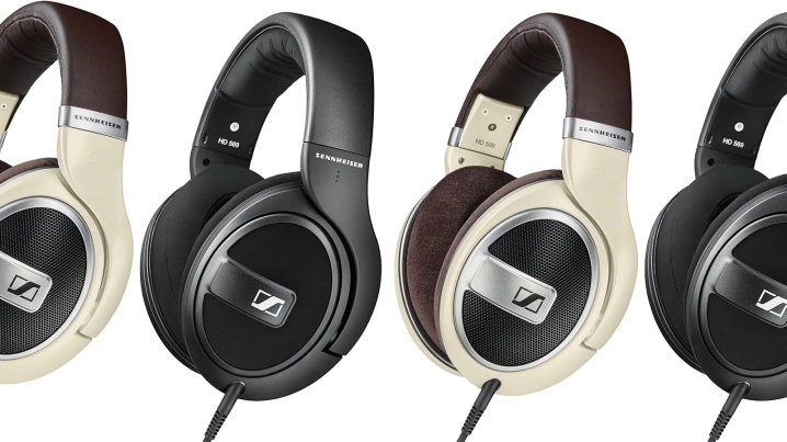 Sennheiser HD 599 and HD 569 Headphones in a row