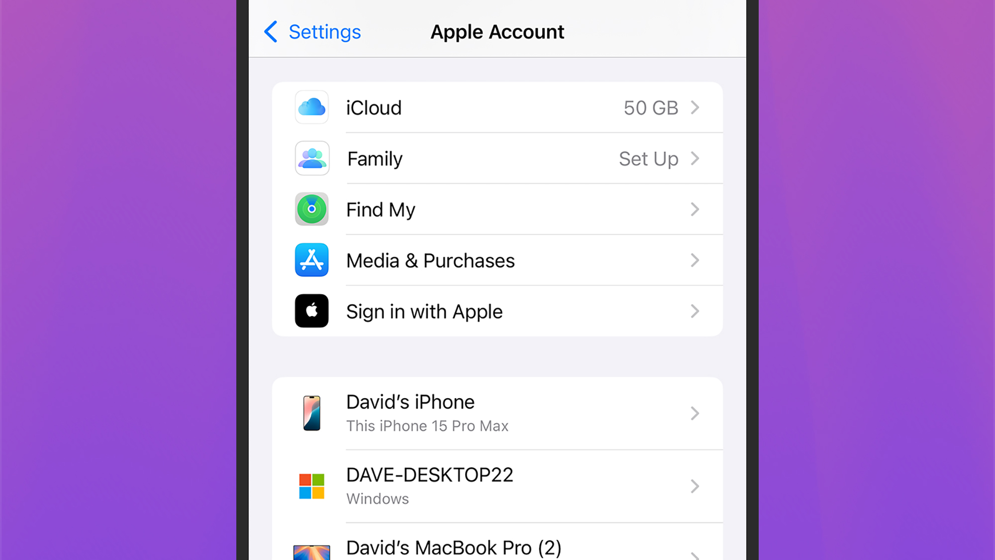 apple account settings