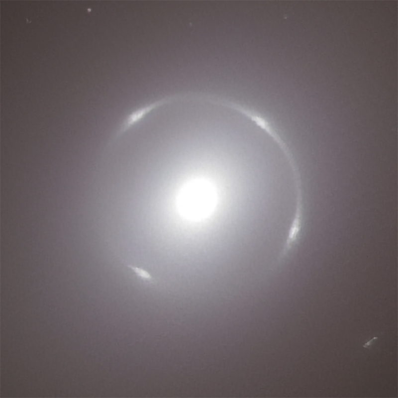 A close-up view of the centre of the NGC 6505 galaxy, with the bright Einstein ring around its nucleus, captured by ESA’s Euclid space telescope. The Einstein ring is formed by gravitational lensing, with the mass of galaxy NGC 6505 bending and magnifying the light from a more distant galaxy into a ring. CREDIT: ESA/Euclid/Euclid Consortium/NASA, image processing by J.-C. Cuillandre, T. Li.