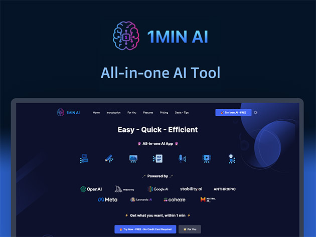 Interior image for 1min.AI lifetime subscription chatgpt midjourney Stack Commerce sponsored deal