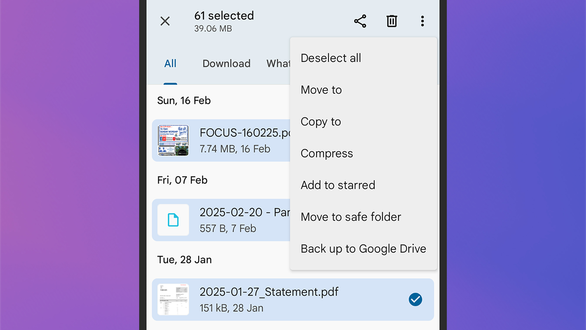 screenshot of file backup options 