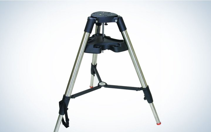  Black and silver Celestron Heavy-Duty CPC 1100 Tripod on a grey gradient